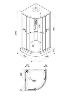 Душевая кабина Triton Нова Щ0000065774 88x88 см профиль чёрный стекло прозрачное